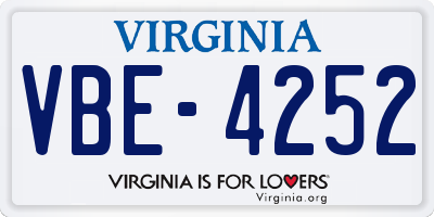 VA license plate VBE4252