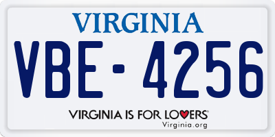 VA license plate VBE4256