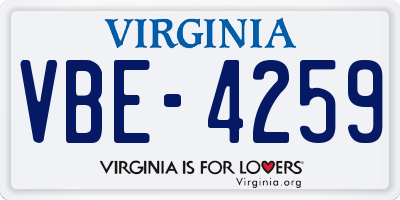 VA license plate VBE4259