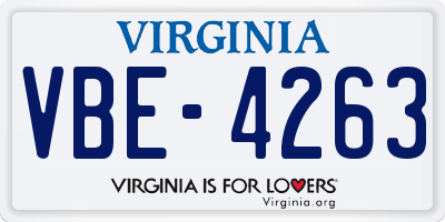 VA license plate VBE4263