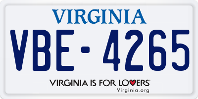 VA license plate VBE4265