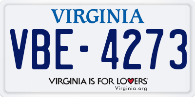 VA license plate VBE4273