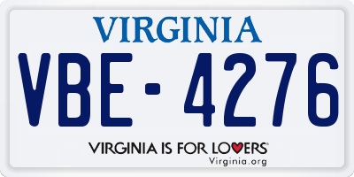 VA license plate VBE4276