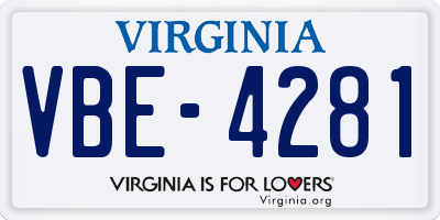 VA license plate VBE4281