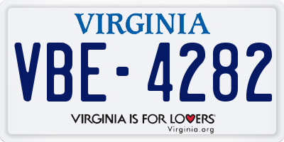 VA license plate VBE4282