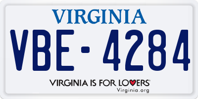 VA license plate VBE4284