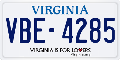 VA license plate VBE4285