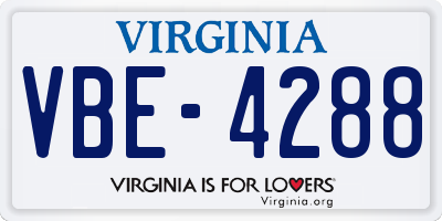 VA license plate VBE4288