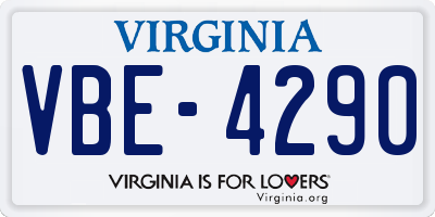VA license plate VBE4290