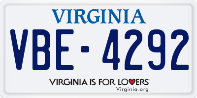 VA license plate VBE4292