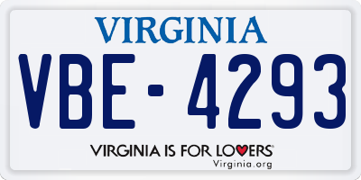 VA license plate VBE4293