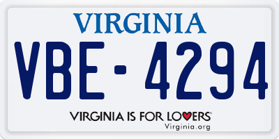 VA license plate VBE4294