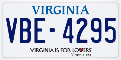VA license plate VBE4295
