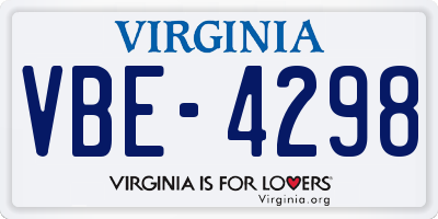 VA license plate VBE4298