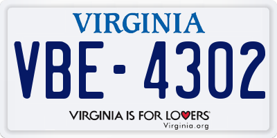 VA license plate VBE4302