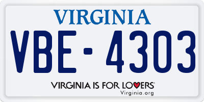 VA license plate VBE4303