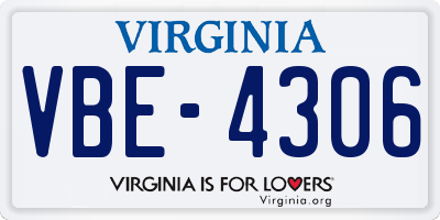 VA license plate VBE4306