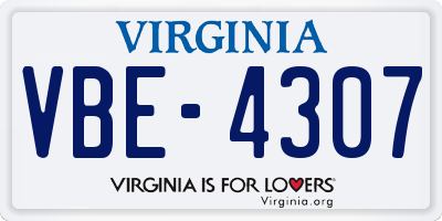 VA license plate VBE4307