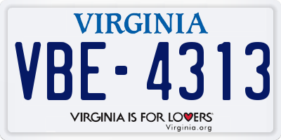 VA license plate VBE4313