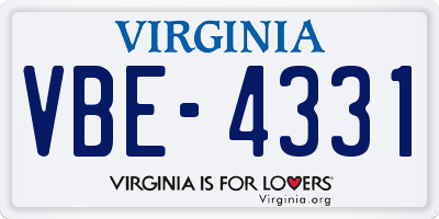 VA license plate VBE4331