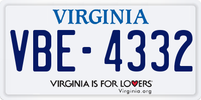 VA license plate VBE4332