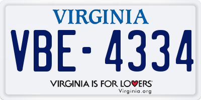 VA license plate VBE4334
