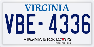VA license plate VBE4336