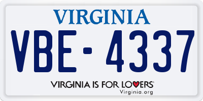 VA license plate VBE4337
