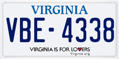 VA license plate VBE4338