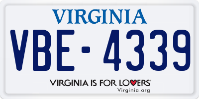VA license plate VBE4339