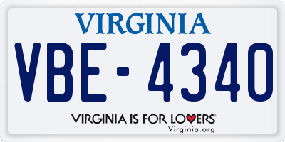 VA license plate VBE4340