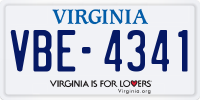 VA license plate VBE4341