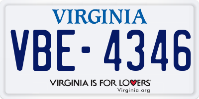 VA license plate VBE4346