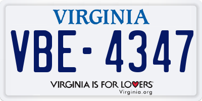 VA license plate VBE4347