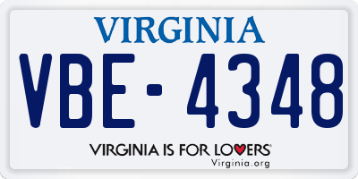 VA license plate VBE4348
