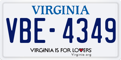 VA license plate VBE4349
