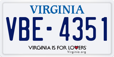 VA license plate VBE4351