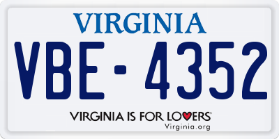 VA license plate VBE4352