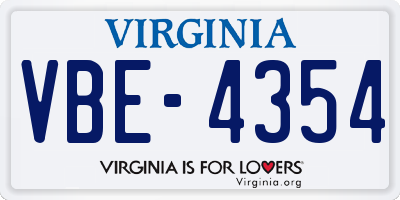 VA license plate VBE4354