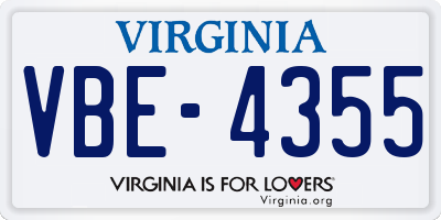 VA license plate VBE4355