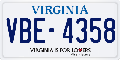 VA license plate VBE4358