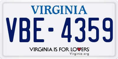 VA license plate VBE4359