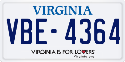 VA license plate VBE4364
