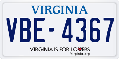 VA license plate VBE4367