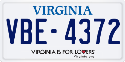 VA license plate VBE4372