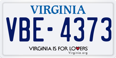 VA license plate VBE4373