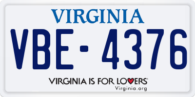VA license plate VBE4376