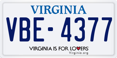 VA license plate VBE4377