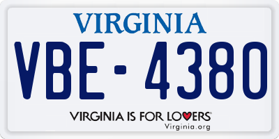 VA license plate VBE4380