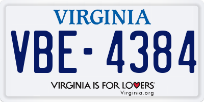 VA license plate VBE4384